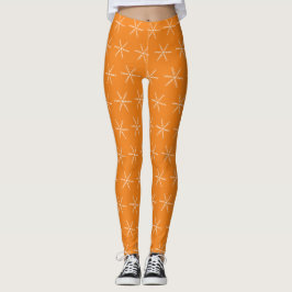 Grundläggande Orange Snöflinga Leggings