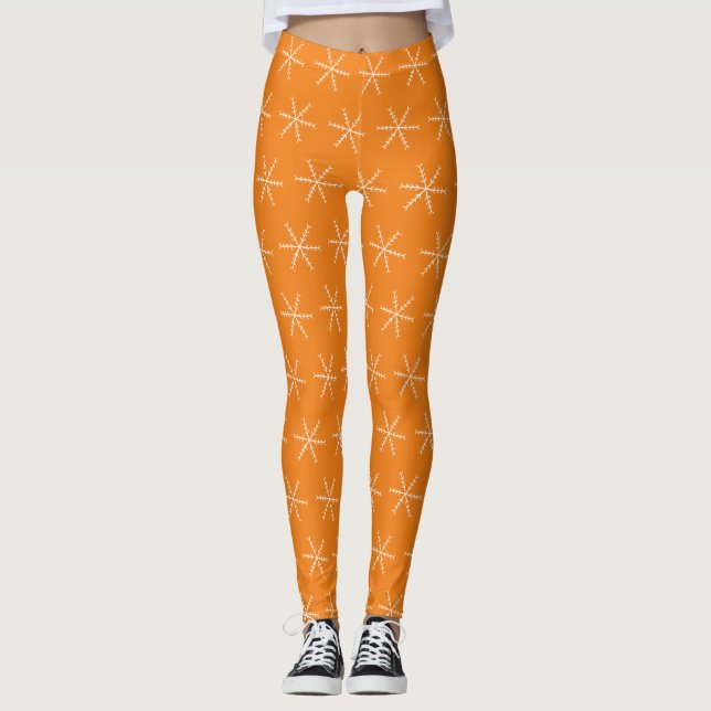 Grundläggande Orange Snöflinga Leggings (Framsida)