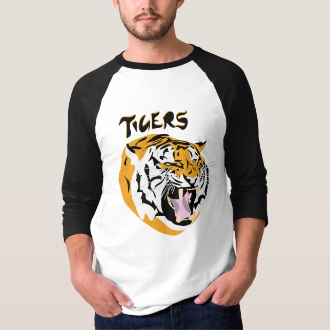 Grundläggande Orange Tigers Jersey med Team Namn T Shirt (Framsida)