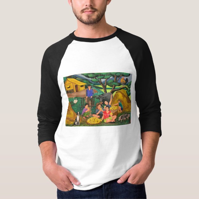Grundläggande Raglan 3/4 Tee Shirt (Framsida)
