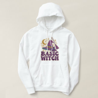 Grundläggande Retro Hatt Kvast Kristall Halloween Hoodie