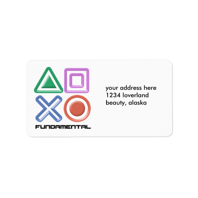 Grundläggande spelsymboler adressetikett (Framsidan)