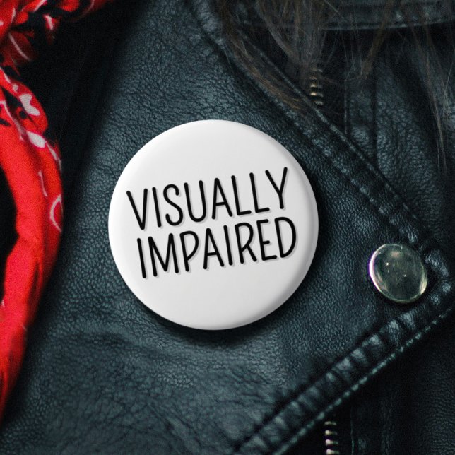 Grundläggande svart vit textning synskadad knapp (Basic Black White Lettering Visually Impaired Button)