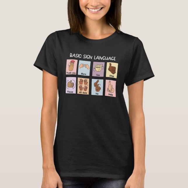 Grundläggande teckenspråk Tal-patologi AAC Sped Te T Shirt (Framsida)
