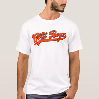 Grundläggande vit T Gotit Boyz-Orange Shirt