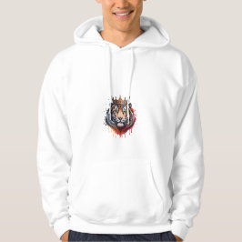 Grundläggande vit T-Shirt-hoodie med tiger bild Hoodie