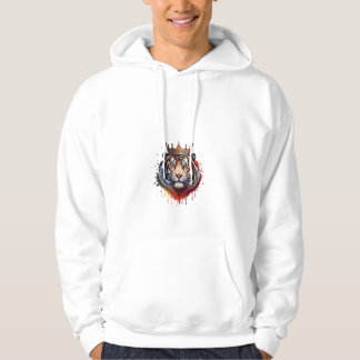 Grundläggande vit T-Shirt-hoodie med tiger bild Hoodie