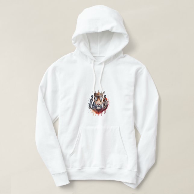 Grundläggande vit T-Shirt-hoodie med tiger bild Hoodie (Design framsida)