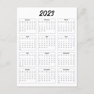 Grundläggande vykort för 2023 års månadskalender