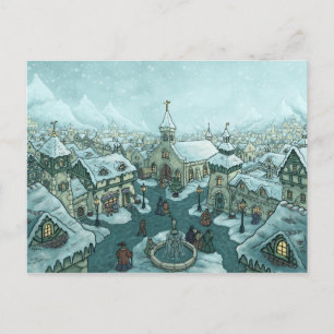 grundläggande wintertownhelgdagvykort helg vykort