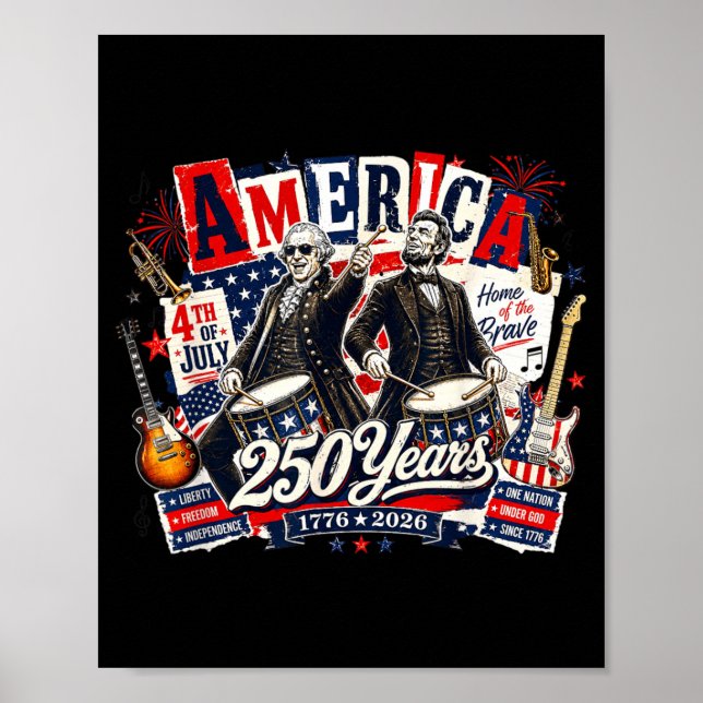 Grundlagsfadern Abe Lincoln spelar gitarr 250:e Poster (Framsidan)