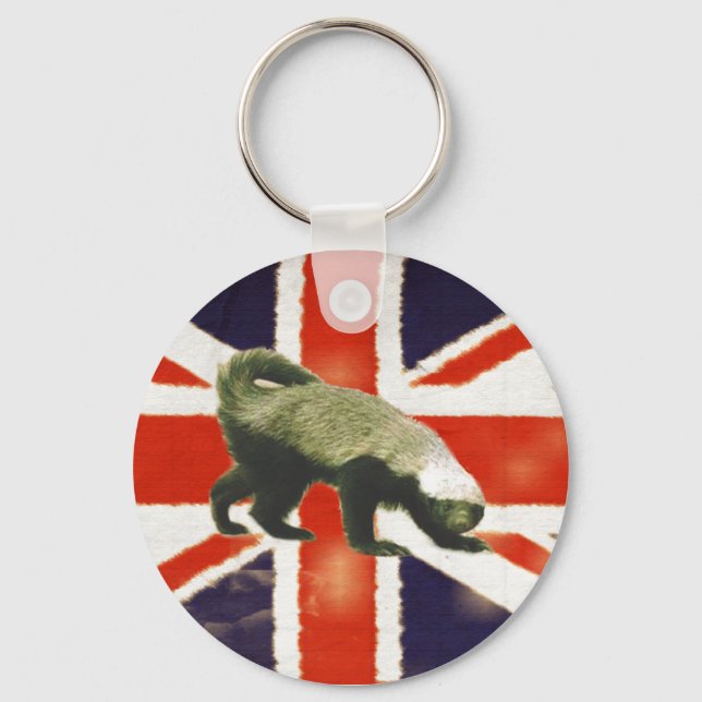 Grundnyckelkedjan vintage Union Jack Honey badger Nyckelring (Framsida)