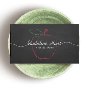 Grundskolelärare Red Apple Chalkboard Visitkort