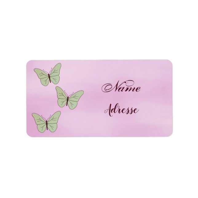 Grüne Schmetterlinge, Adressetikett (Framsidan)