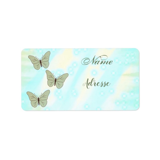 Grüne Schmetterlinge, personalisiert Adressetikett (Framsidan)