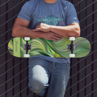 grüne Wellenmuster abstrakt Mini Skateboard Bräda 18,5 Cm