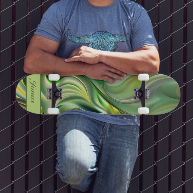 grüne Wellenmuster abstrakt Mini Skateboard Bräda 18,5 Cm (Utomhus 3)