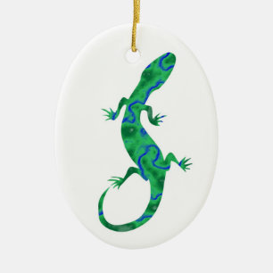 Grüner Gecko ArtDeco Julgransprydnad Keramik