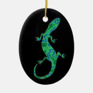 Grüner Gecko ArtDeco Julgransprydnad Keramik