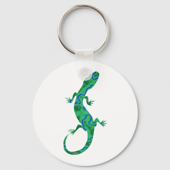 Grüner Gecko ArtDeco Nyckelring (Framsida)