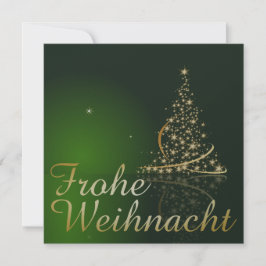 Grünes Weihnachtsmotiv mit goldenem Weihnachtsbaum Inbjudningar