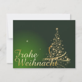 Grünes Weihnachtsmotiv mit goldenem Weihnachtsbaum Inbjudningar