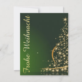 Grünes Weihnachtsmotiv mit goldenem Weihnachtsbaum Inbjudningar