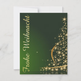 Grünes Weihnachtsmotiv mit goldenem Weihnachtsbaum Inbjudningar