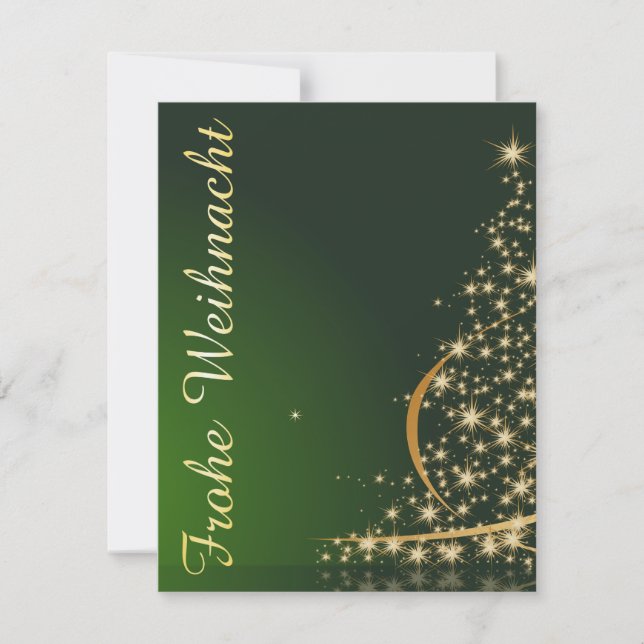 Grünes Weihnachtsmotiv mit goldenem Weihnachtsbaum Inbjudningar (Framsida)