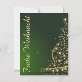 Grünes Weihnachtsmotiv mit goldenem Weihnachtsbaum Inbjudningar