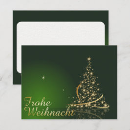 Grünes Weihnachtsmotiv mit goldenem Weihnachtsbaum Inbjudningar