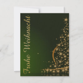 Grünes Weihnachtsmotiv mit goldenem Weihnachtsbaum Inbjudningar