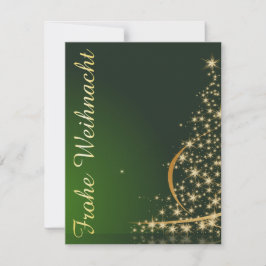 Grünes Weihnachtsmotiv mit goldenem Weihnachtsbaum Inbjudningar