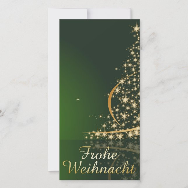 Grünes Weihnachtsmotiv mit goldenem Weihnachtsbaum Julkort (Framsida)