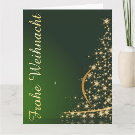 Grünes Weihnachtsmotiv mit goldenem Weihnachtsbaum Kort