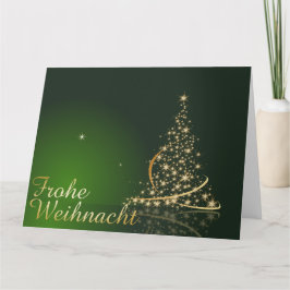 Grünes Weihnachtsmotiv mit goldenem Weihnachtsbaum Kort