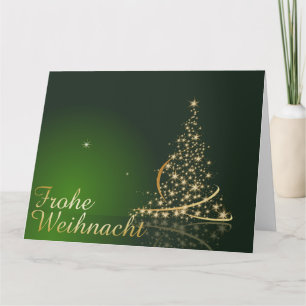 Grünes Weihnachtsmotiv mit goldenem Weihnachtsbaum Kort