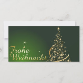 Grünes Weihnachtsmotiv mit goldenem Weihnachtsbaum Tack Kort