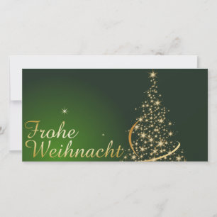 Grünes Weihnachtsmotiv mit goldenem Weihnachtsbaum Tack Kort