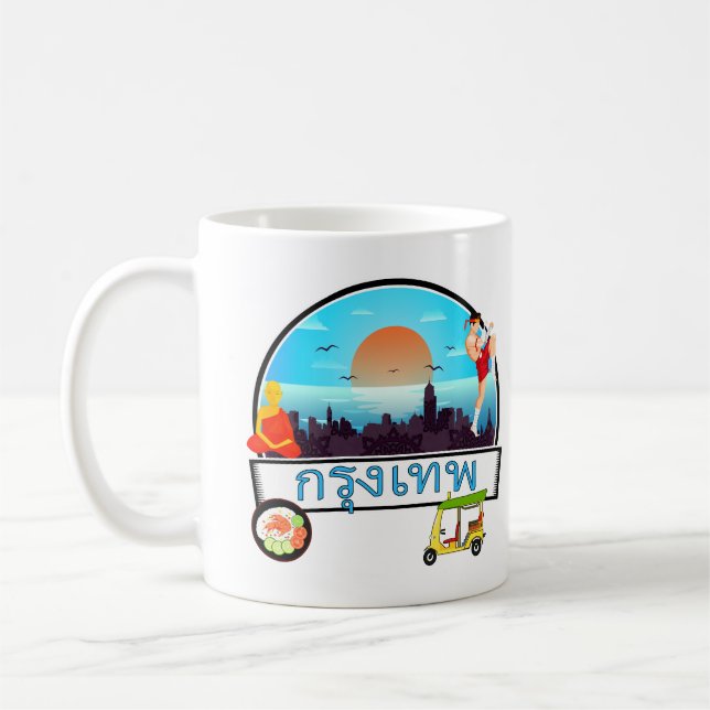 Grung Tep - Bangkok Thailand Travel Thai Kaffemugg (Vänster)