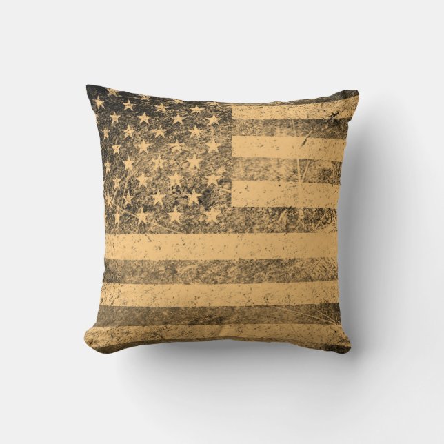 Grunge 2 för gammal amerikansk Flagga Kudde (Framsida)