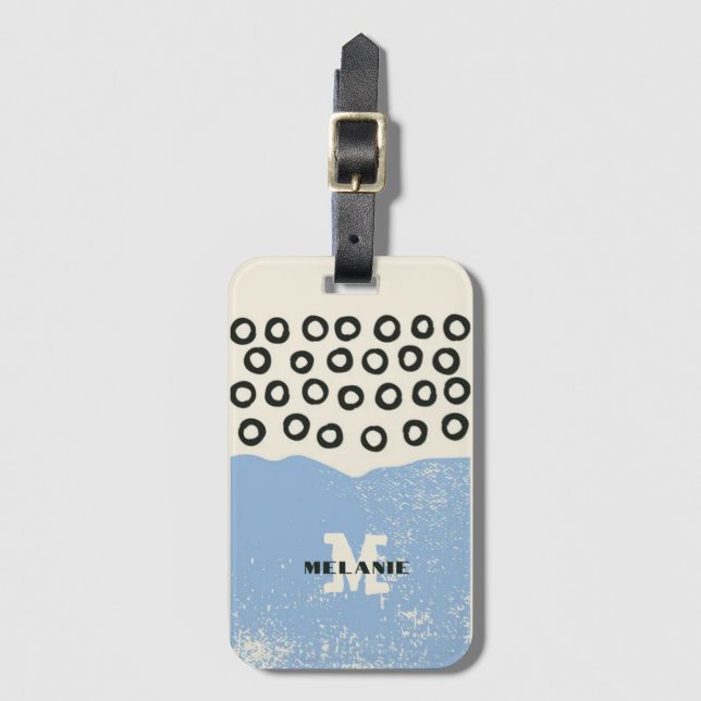 Grunge aesthetic abstract minimal Monogram Bagagebricka (Framsida vertikal)