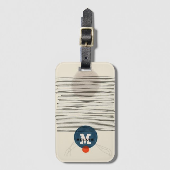 Grunge aestheticstripes minimal Monogram Bagagebricka (Framsida vertikal)