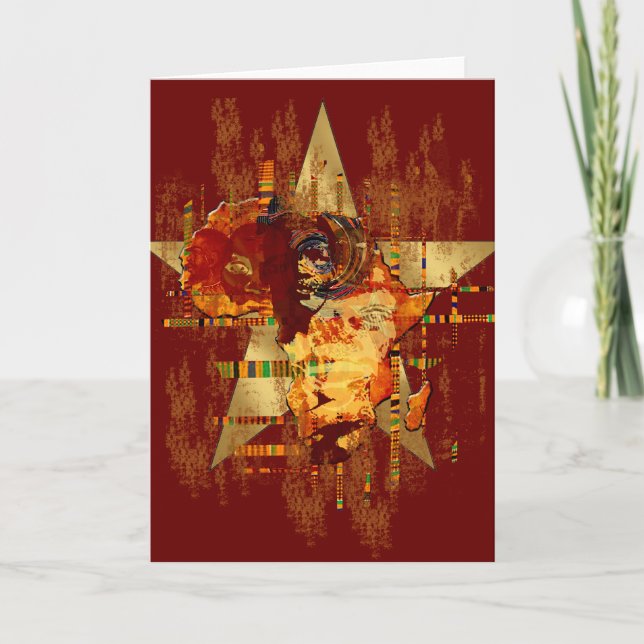 Grunge Afrika Star Ansikte av Afrika Stort vykort (Framsida)