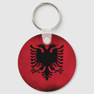 Grunge Albanian Flagga [Hög kvalitet] Nyckelring