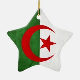 Grunge Algeriets nationella Flagga Julgransprydnad Keramik