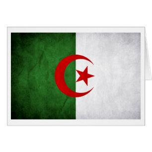 Grunge Algeriets nationella Flagga OBS Kort