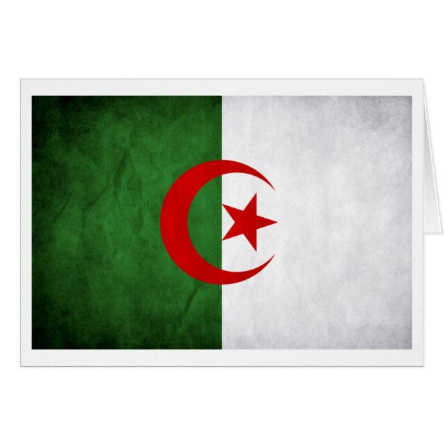 Grunge Algeriets nationella Flagga OBS Kort (Framsidan Horizontal)