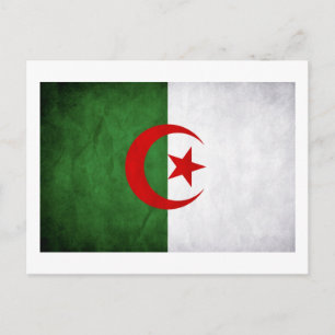 Grunge Algeriets nationella Flagga Vykort