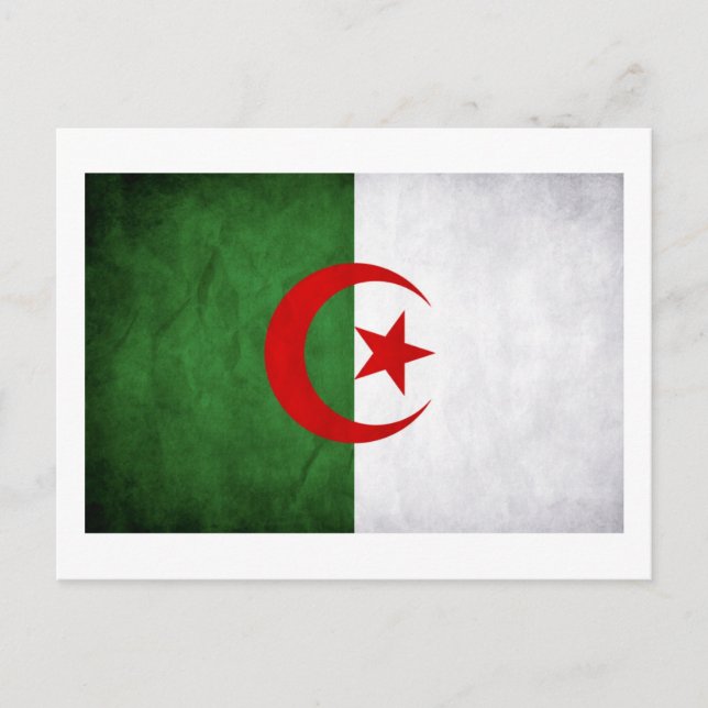 Grunge Algeriets nationella Flagga Vykort (Framsida)
